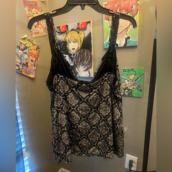 cute black and silver velvet tank top(really soft) - Picture 3 of 5